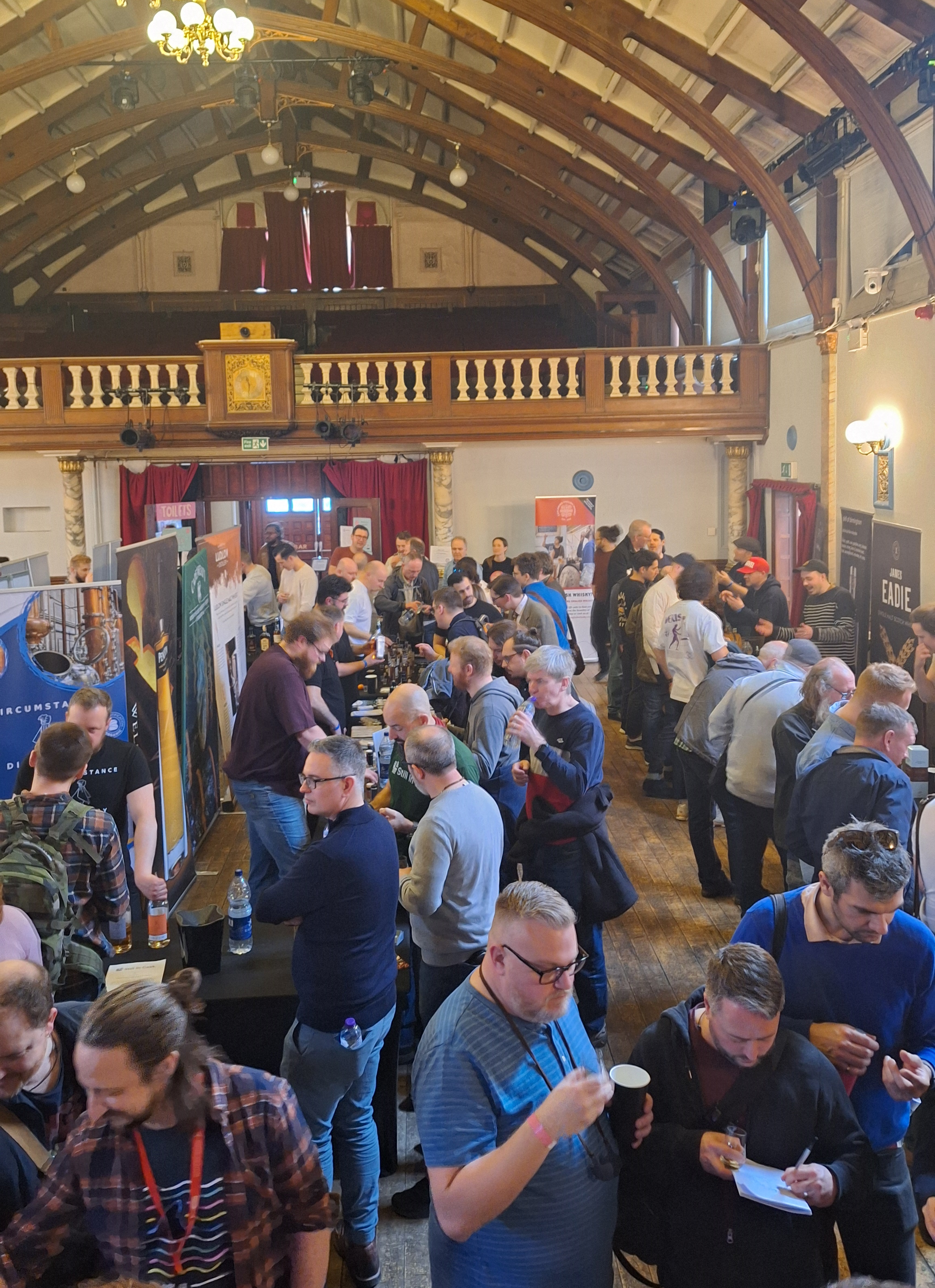 Croydon Whisky Festival during the middle of the show with crowds present at the various stands