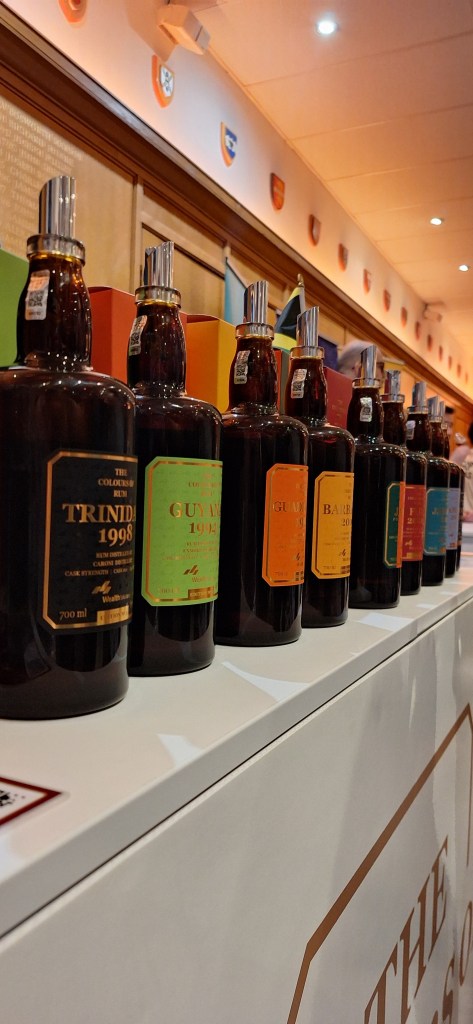 Line up of Colours of Rum bottles at The Rum Show London