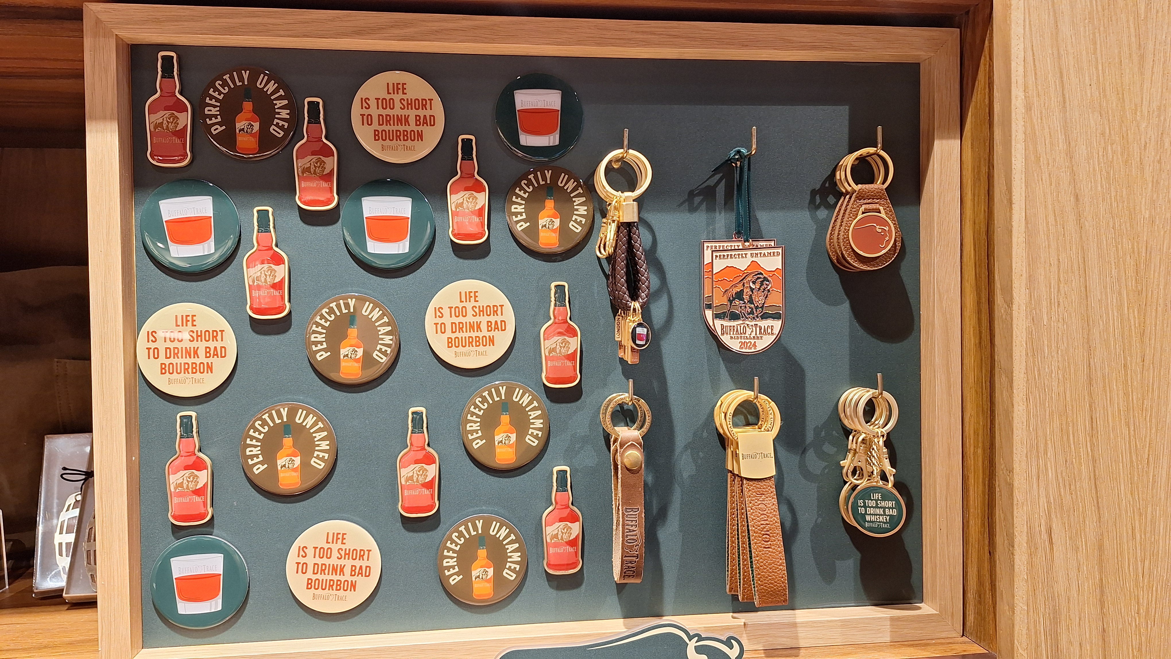 Keyrings and pins at Buffalo Trace London