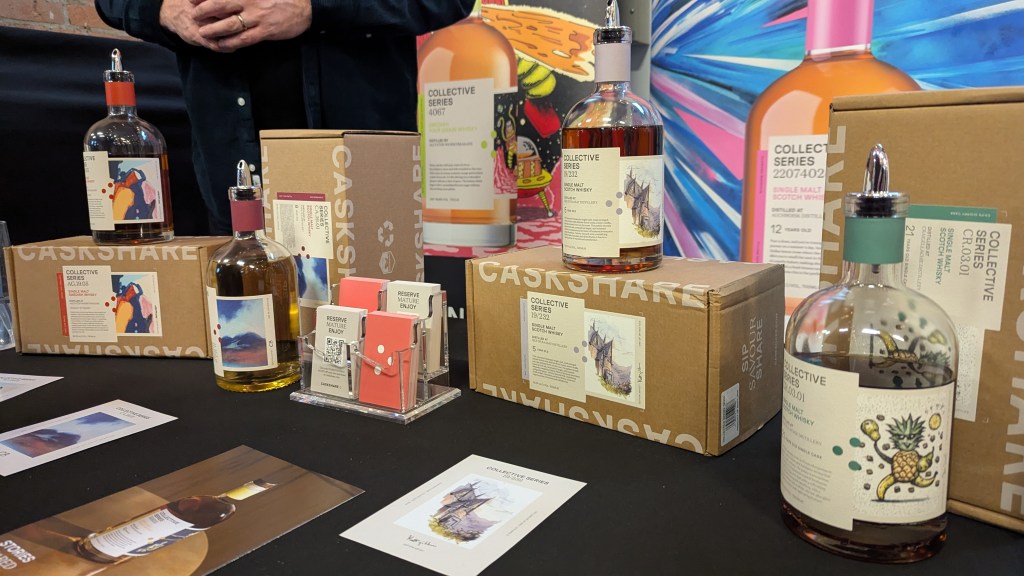 A selection of Cask Share bottles at Exploring Whisky Bristol