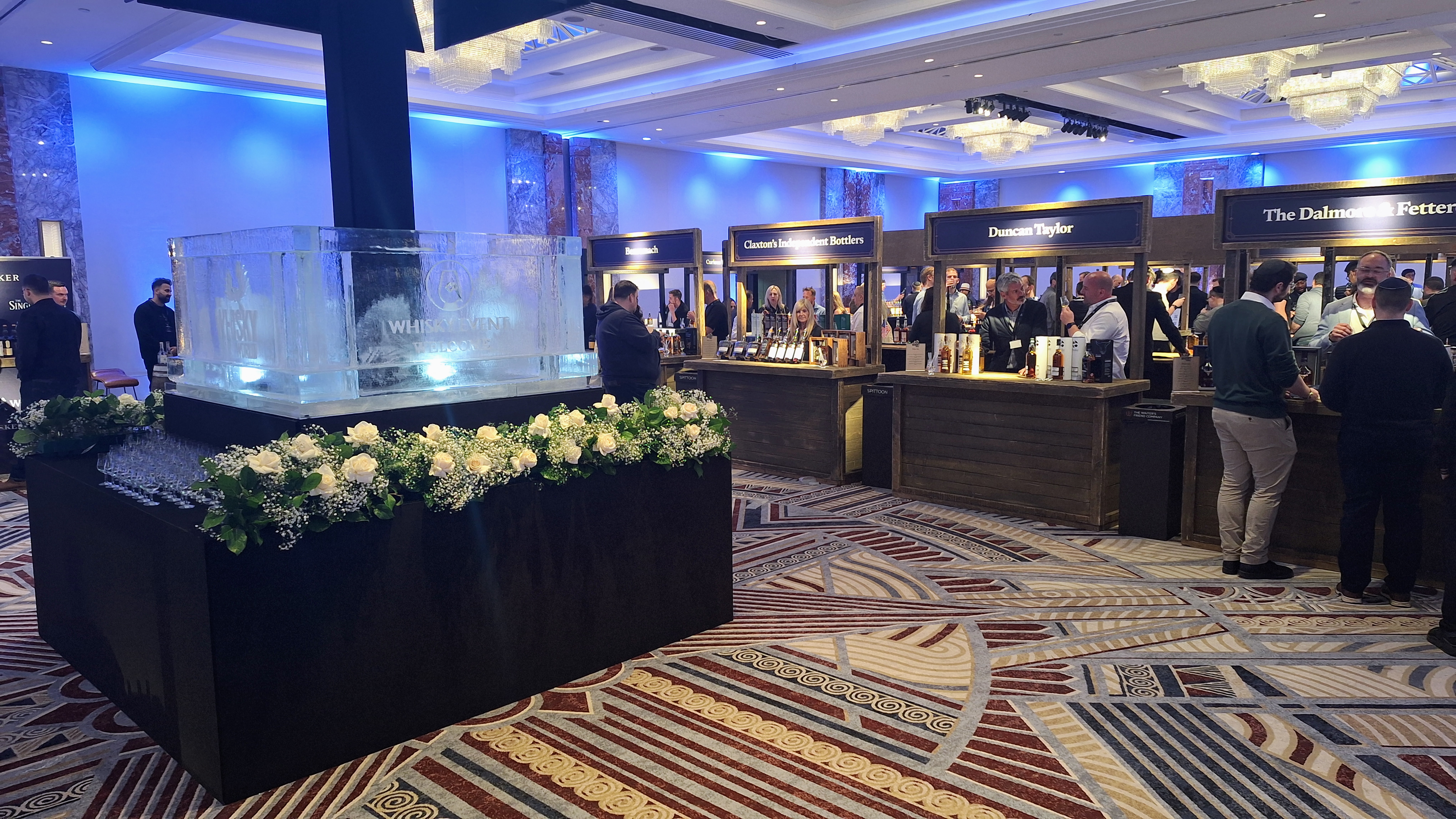 The ice sculpture on the show floor at The Whisky Event 2025
