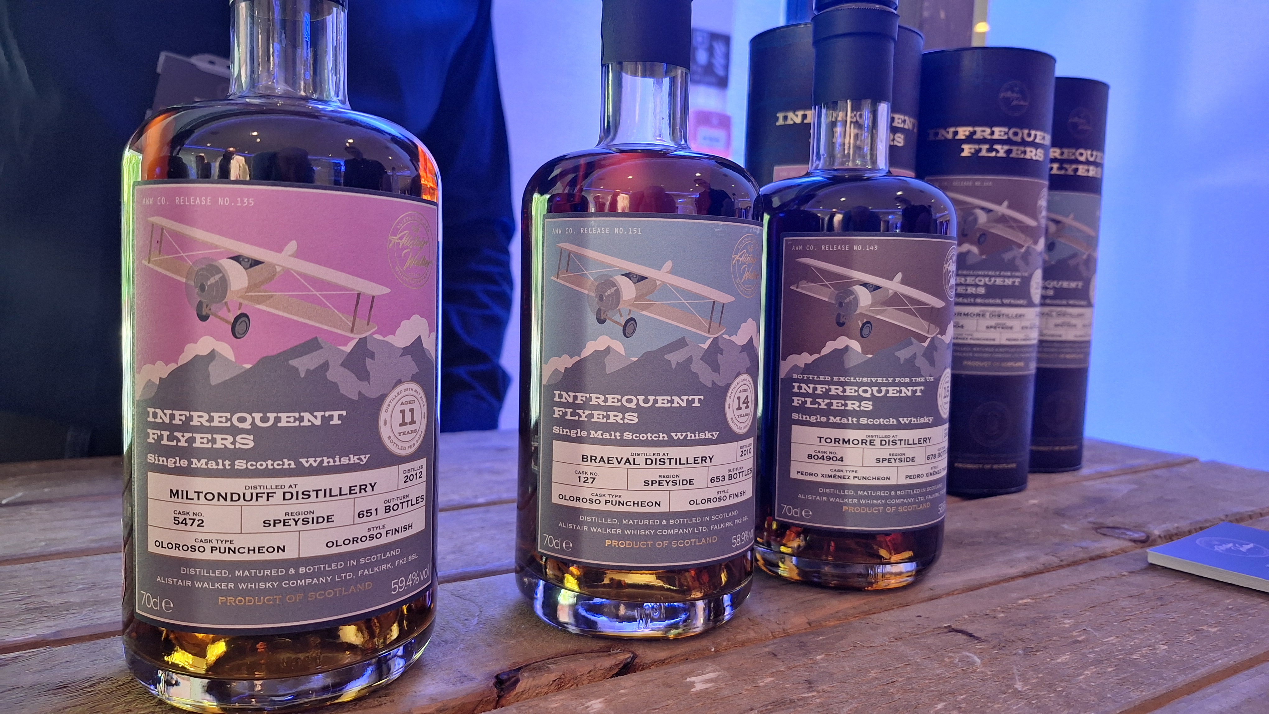 Infrequent Flyers bottles at The Whisky Event 2025